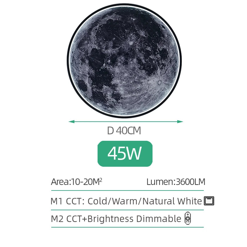 LED Moon Wall Lamp Remote Control Dimmable Romantic Mural Night Light Modern Bedroom Living Room Interior Home Decor Wall Lamp