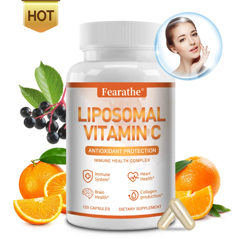 Natural Liposomal Vitamin C - Immune System & Collagen Booster, High Absorption, Skin Vitamins, Vegeterian, Vegan, Non-GMO