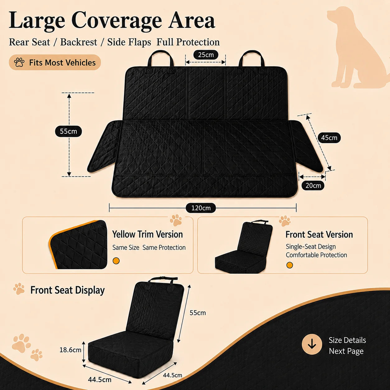 Pet Car Seat Cover for Dogs Cats Front Seat Rear Bench Waterproof Scratchproof Dirtproof Non Slip Protector Mat Auto Accessorie