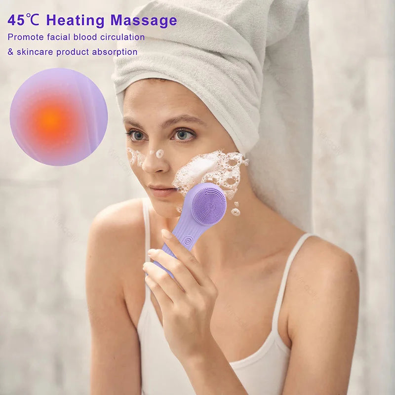 Sonic IPX7 Waterproof Facial Cleansing Brush Device Silicone Face Scrubber Exfoliator Cleaner Vibration Massager Deep Cleansing