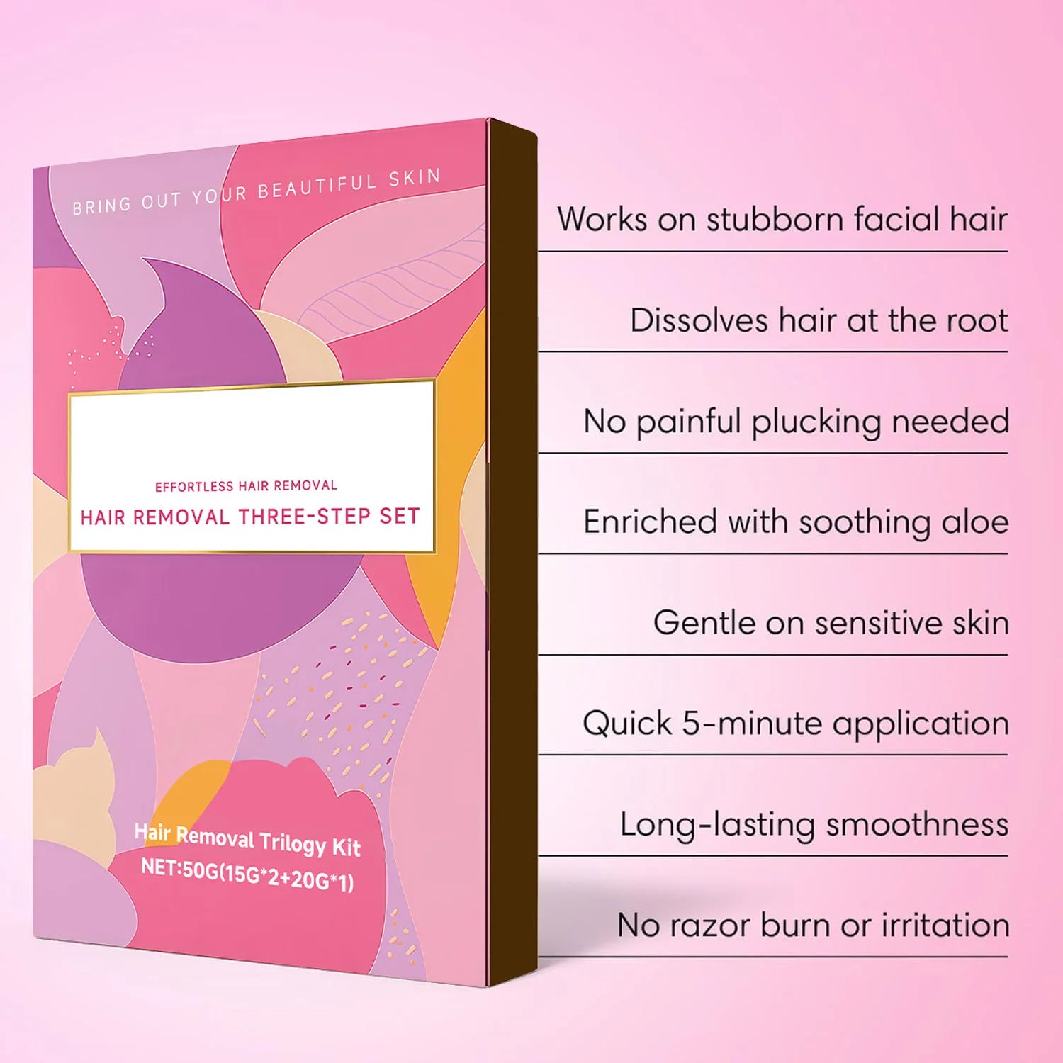 Facial Hair Remover Cream Kit for Women for Coarse, Fine & Stubborn Hair on Chin, Upper Lip, Sideburns, Gentle Depilatory Cream