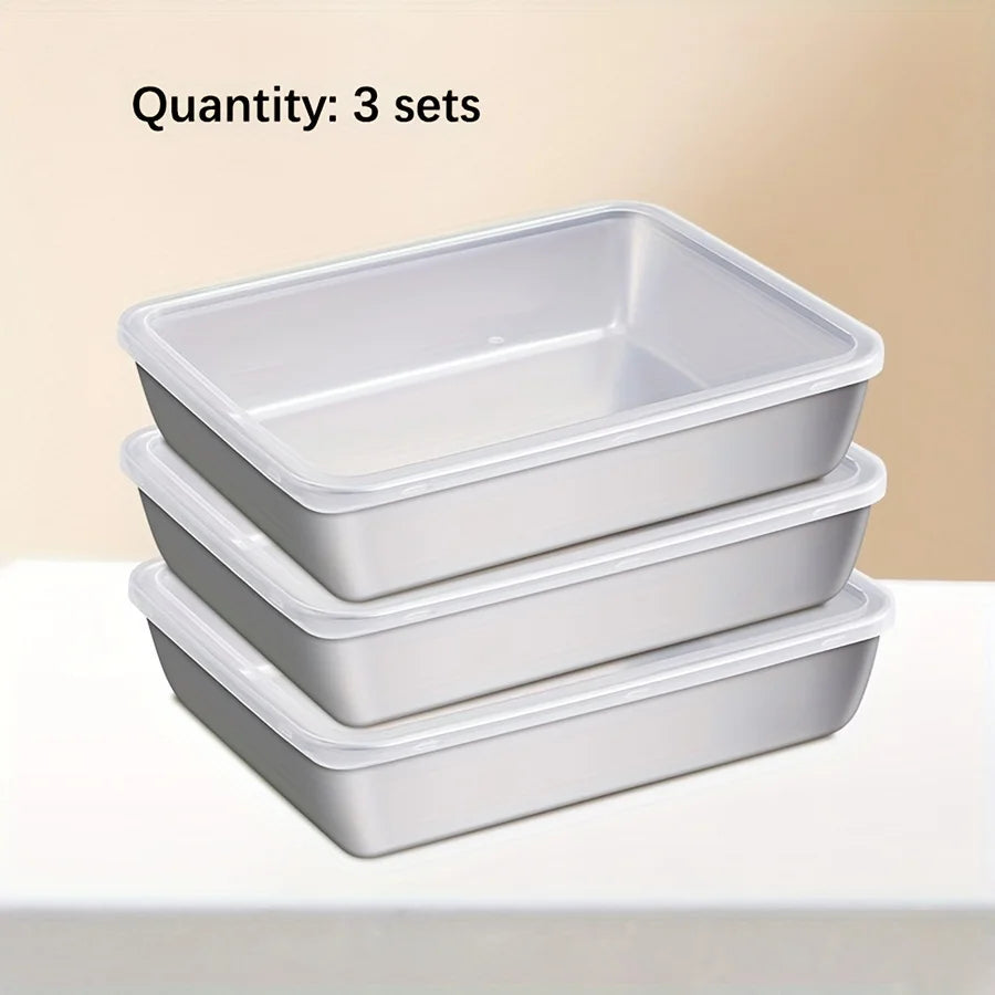 3-Piece Stainless Steel Food Storage Containers Set - Airtight BPA-Free Kitchen Organizers for Fridge/Pantry/Dry Goods