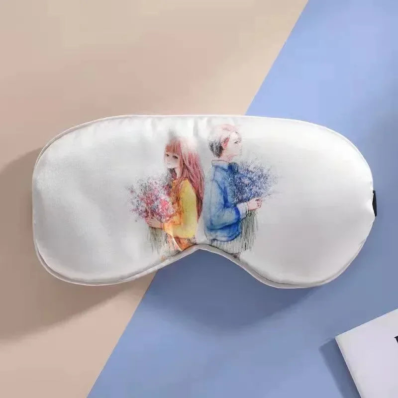 USB Heated Eye Mask Silk Sleeping Mask for Eyes Heating Eye Cover Travel Eyeshade Blindfold Warming Eye Masks