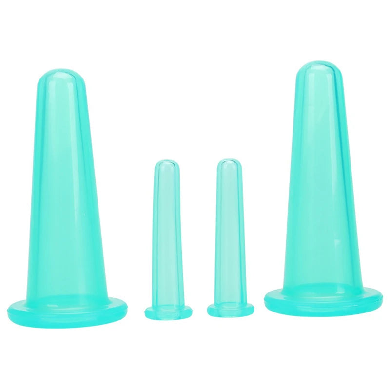 4PCS Silicone Vacuum Cupping Massage Jars Anti Cellulite Massage Facial Suction Cups Face Neck Lift Skin Scraping Beauty Tool
