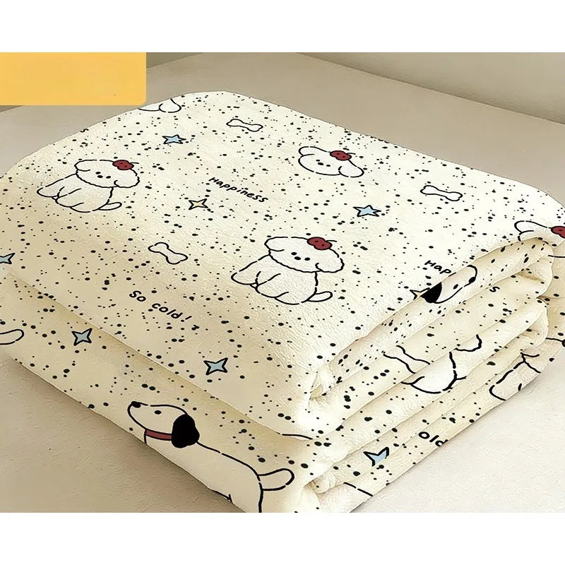 Cute Cartoon Animal Print Flannel Throw Blanket Soft Lightweight Multi Purpose Cover All Season Portable Blanket