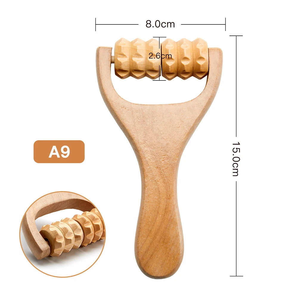 Face Massager Maderoterapia Face Roller Mini Wood Therapy Face Slimming Gua Sha Scraper Facial Lifting Wrinkle Remover