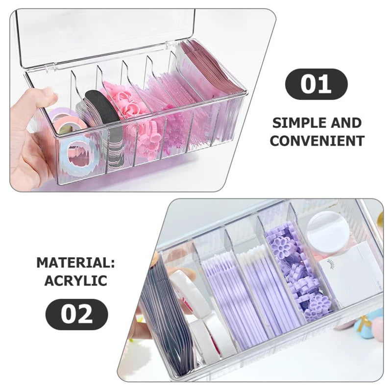 Eyelash Storage Box with Lid Desktop Cosmetics Organization Tool Acrylic Transparent Case Holder Exclusively For Makeup Supplies