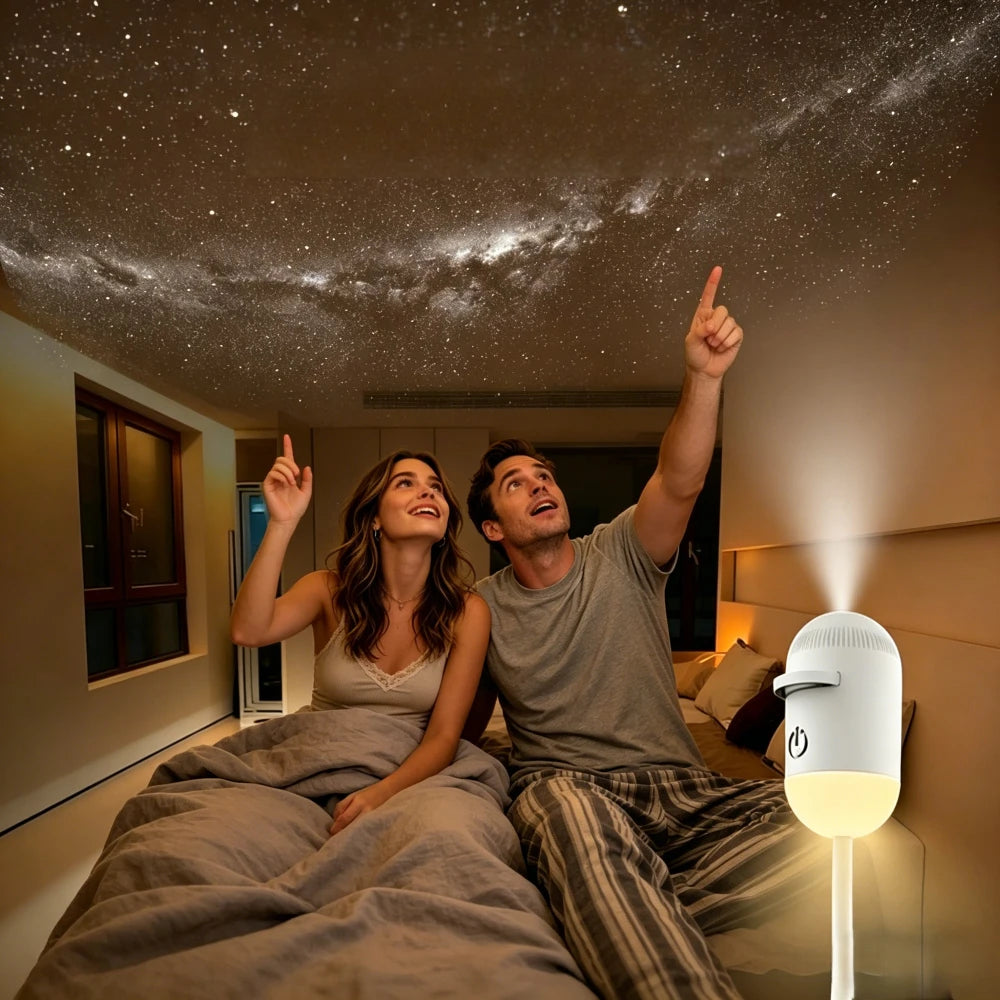 2-in-1 Mini Galaxy Star Projector Night Light – Starry Sky Ambient Lamp for Bedroom Sleep & Decoration