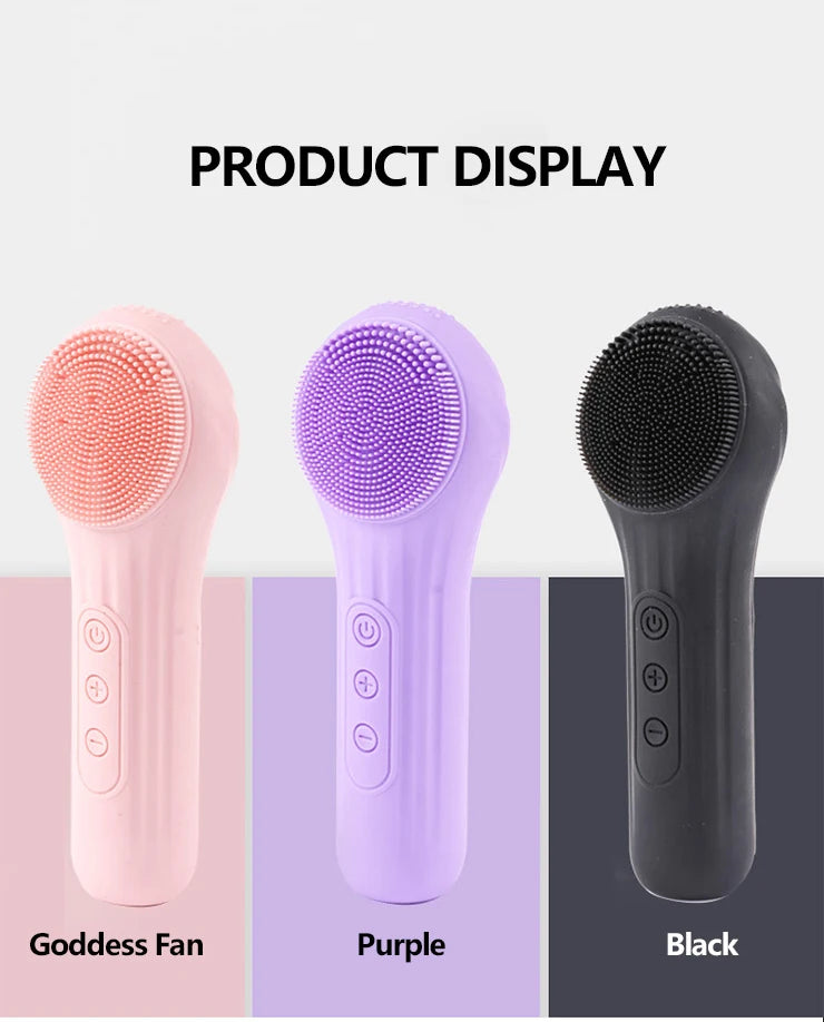 Sonic Waterproof Silicone Facial Cleansing Brush Rechargeable Vibrating Exfoliating Deep Clean Face Cleanser