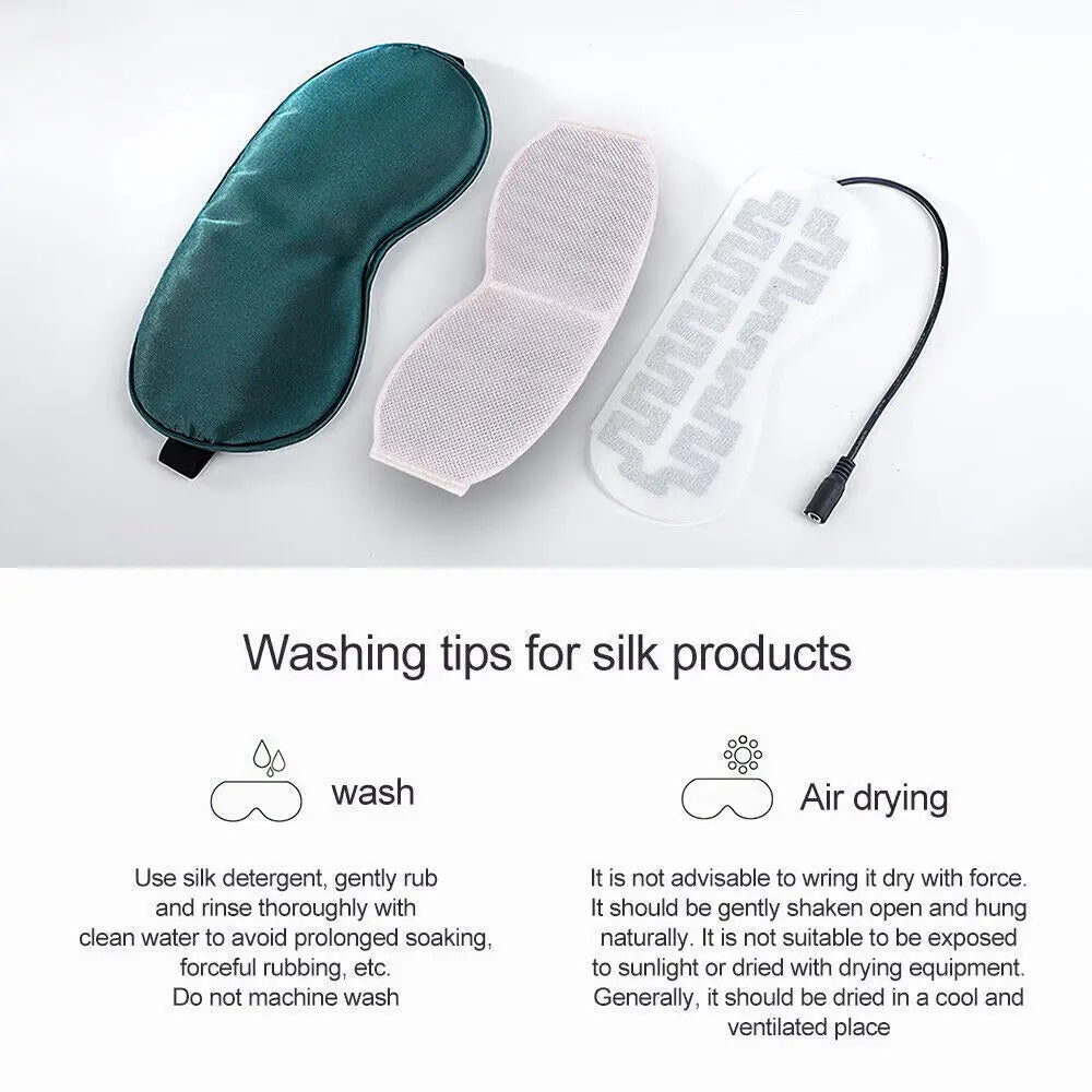 New Electric USB Heated Eye Mask Adjustable Compress Silk Sleep Eye Cover Heated Temp Control Dry Eyes Heating Pad