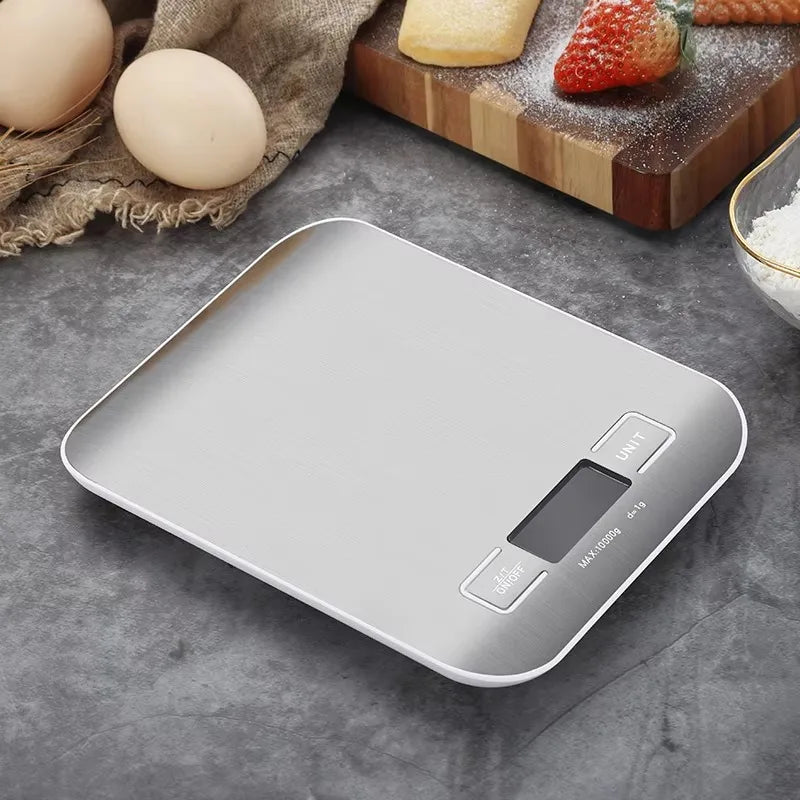 Digital Kitchen Scale with Stainless Steel Platform - 5/10kg LCD Display Food Scale for Cooking and Baking