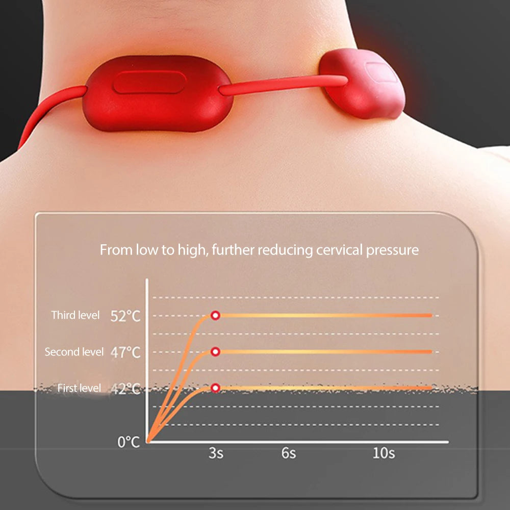Mini Hanging Neck Massager Portable Muscle Stimulator Hot Compress Pulse Neck Massager Rechargeable Cervical Spine Massager