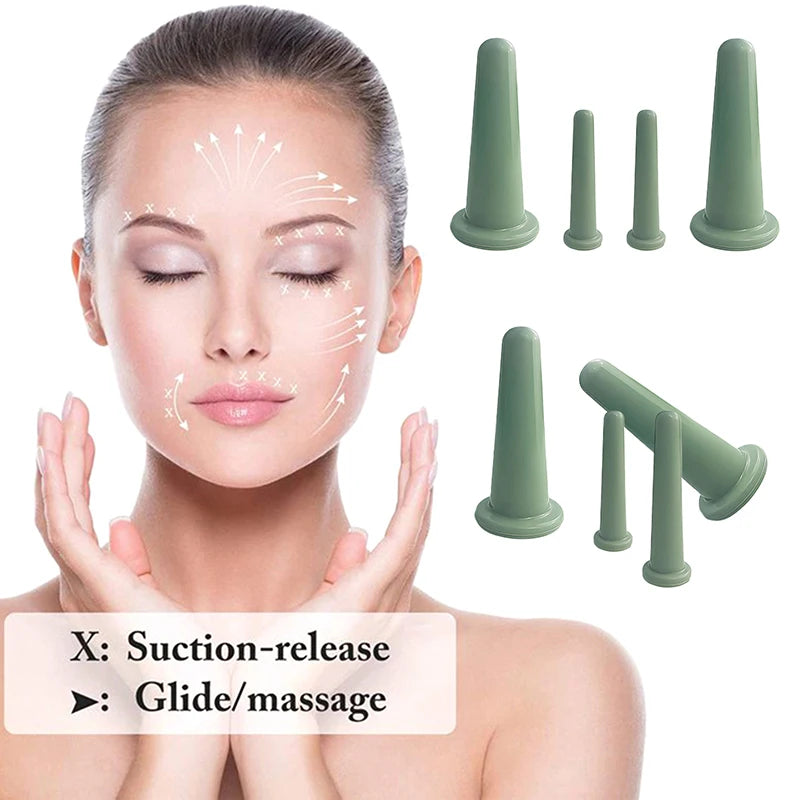 2/4PCS Silicone Vacuum Cupping Massage Jars Massage Facial Suction Cups Face Neck Lift Skin Scraping Guasha Anti Wrinkle