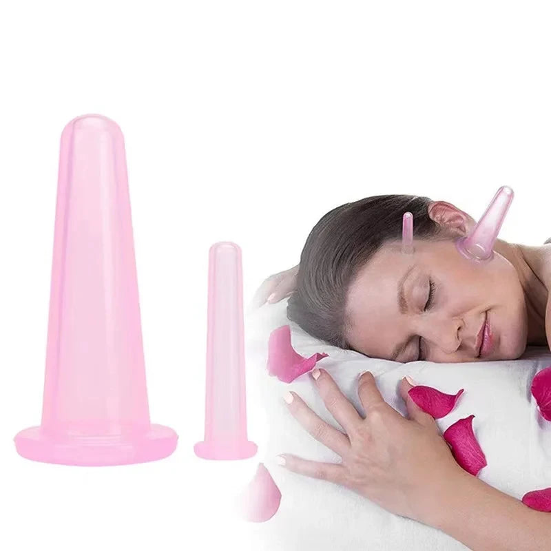 Facial Suction Cups Silicone Vacuum Cupping Massage Jars Anti Cellulite Massage Face Neck Lift Skin Scraping Guasha Anti Wrinkle