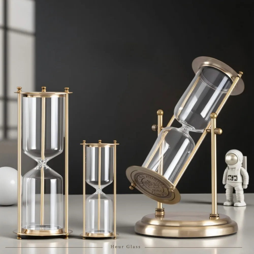 Metal Hourglass Bottle Self-contained Sand Empty Bottle Retro Bedroom Study Desk Office Decoration Creative Hourglass Clock