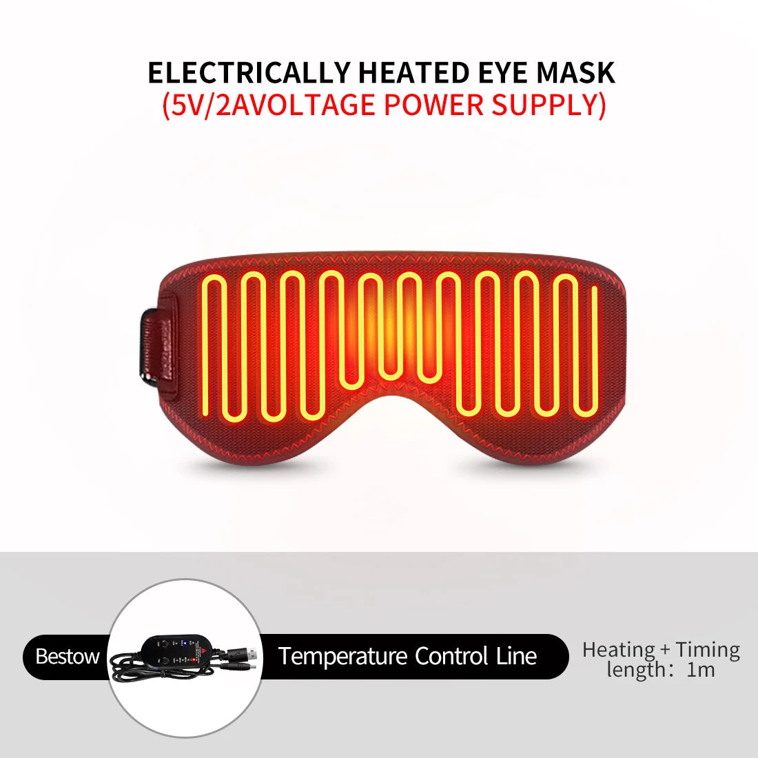 Portable Electric Heated Eye Mask Eye Massager Dark Circle Relief Sleep Improvement Mental Relaxation Stress Fatigue Reduction