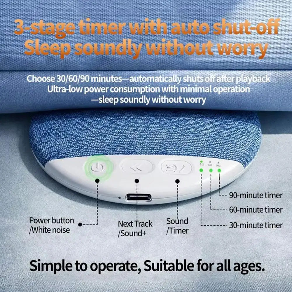 Bluetooth Pillow Speaker Wireless Sleep Music Player Under Pillow White Noise Machine 9D Stereo Timer Auto-Off for Insomnia