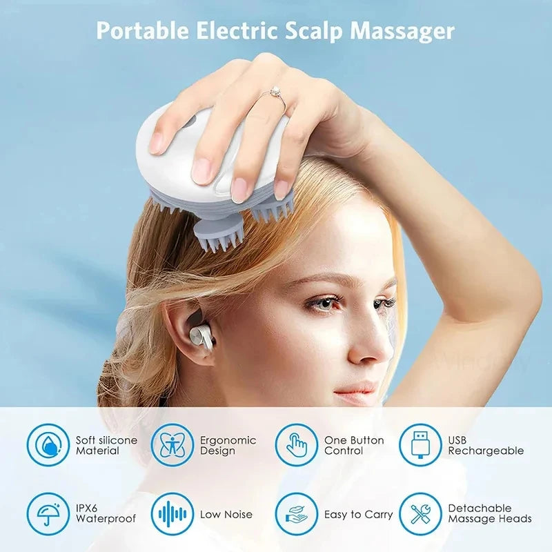 2-in-1 Deep Cleansing Vibrating Brush, Rechargeable Scalp Cleaner Pet Massager with Low Noise, Waterproof for Hair Wash Pet Care