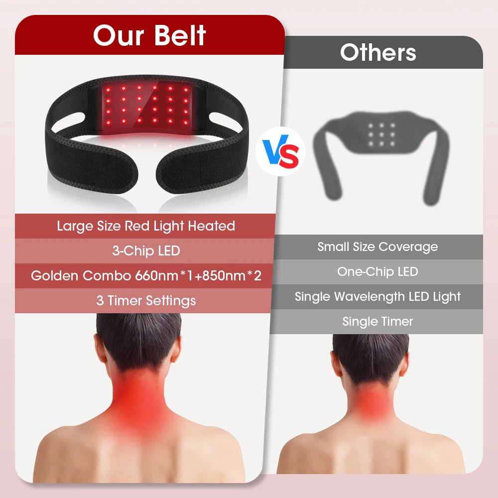LED Beauty Device 660nm 850nm Neck V-Contour Care Warm Massage Skin Care Tool