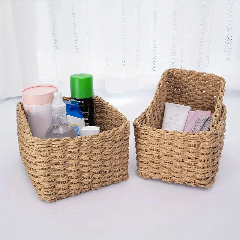 Set of 3 Baskets Braided Storage Baskets Storage Boxes for Accessories Make-Up Bathroom Organiser Changing Table Organiser