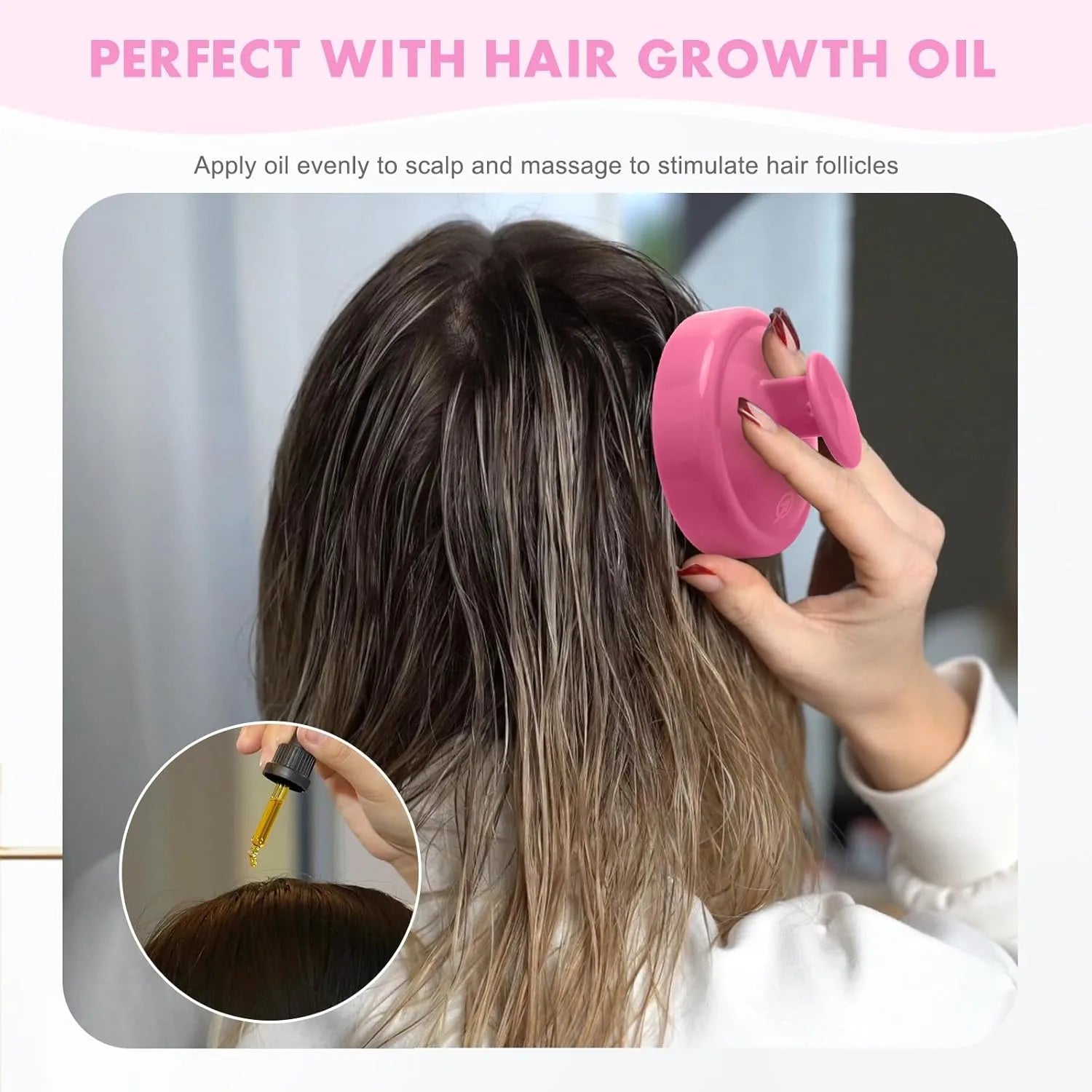 Massager Shampoo Brush Soft Silicone Bristles for Scalp Care Hair Scalp Scrubber Exfoliator for Dandruff Removal Hair Growth