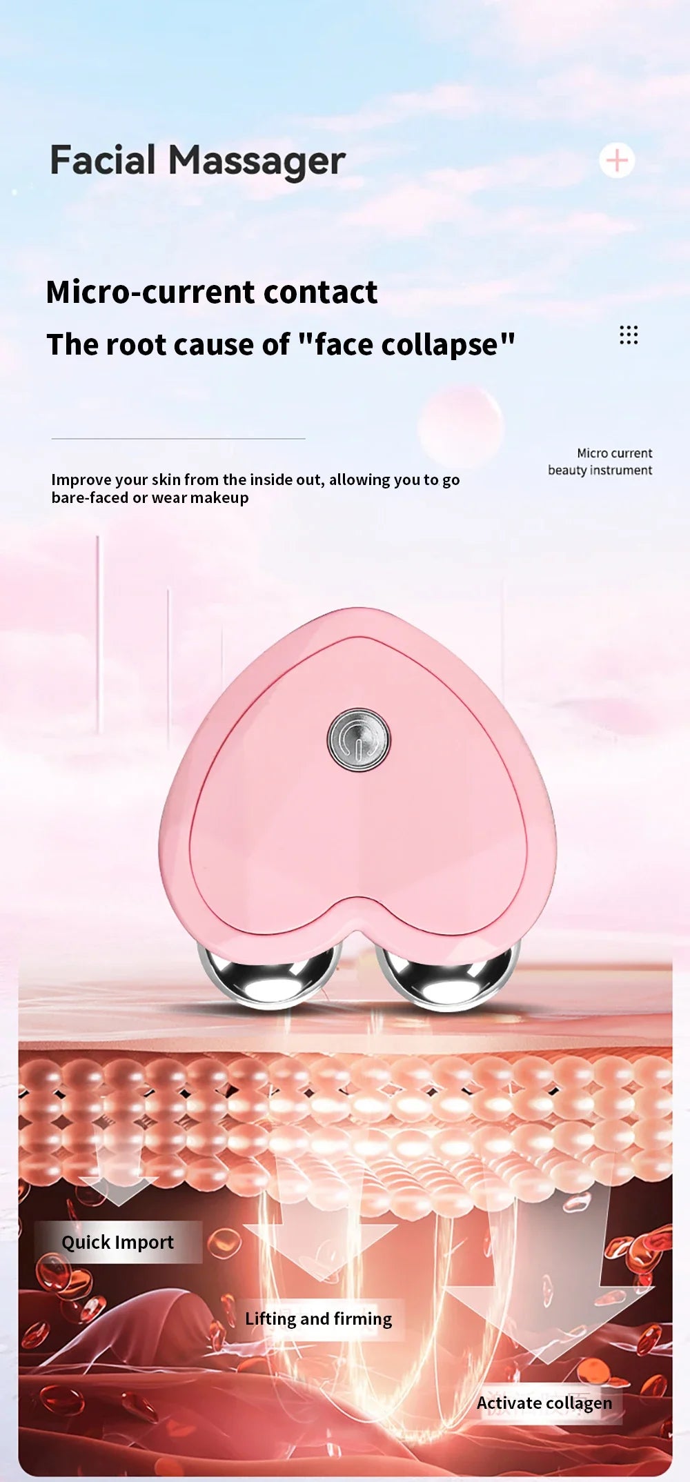 Face Lifting Machine Facial Microcurrent Roller Massager Skin Tightening Rejuvenation Anti Wrinkle Firming Vibration Beauty Care