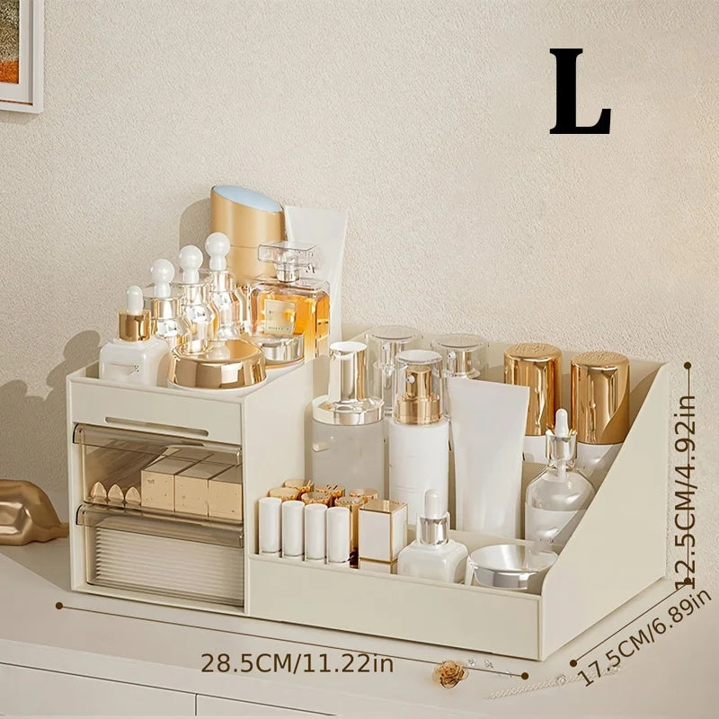 Makeup Organizer with Drawers, Cosmetic Storage for Dresser Vanity and Bathroom Countertop, Beauty Holder for Lipstick Brush