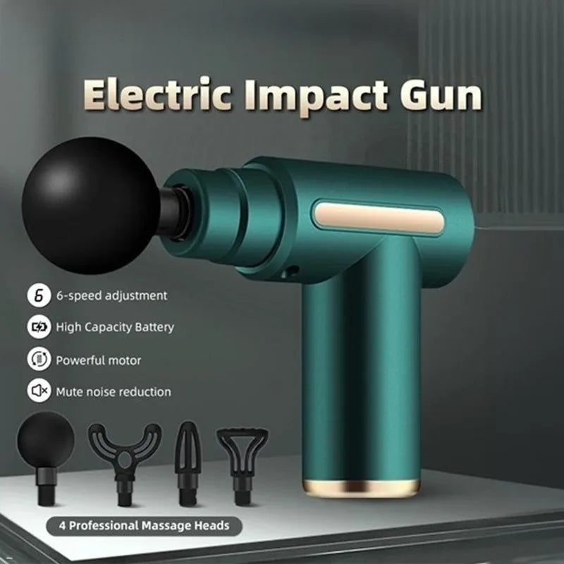 Mini Massage Gun – 6-Speed Muscle Relaxation Massager with 4 Heads for Foot, Neck & Body