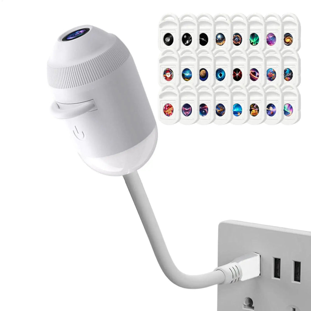 Galaxy Projector Night Light Adjustable Brightness USB Light 360 Degree Rotating Galaxy Lamp Projector with 24 Film Slides