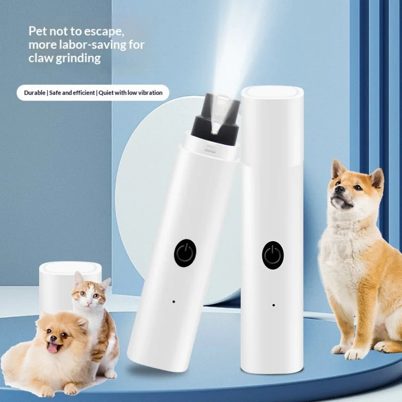 Electric Pet Nail Grinder for Dogs Cats, Quiet Claw Trimmer with LED Light & Safety Guard, Rechargeable Puppy Nail File Painless