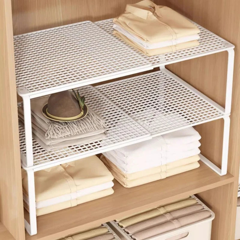 Telescopic Closet Shelf Organizer  Retractable & Stackable Adjustable Divider for Wardrobe, Cabinet, Closet Storage Space Saver
