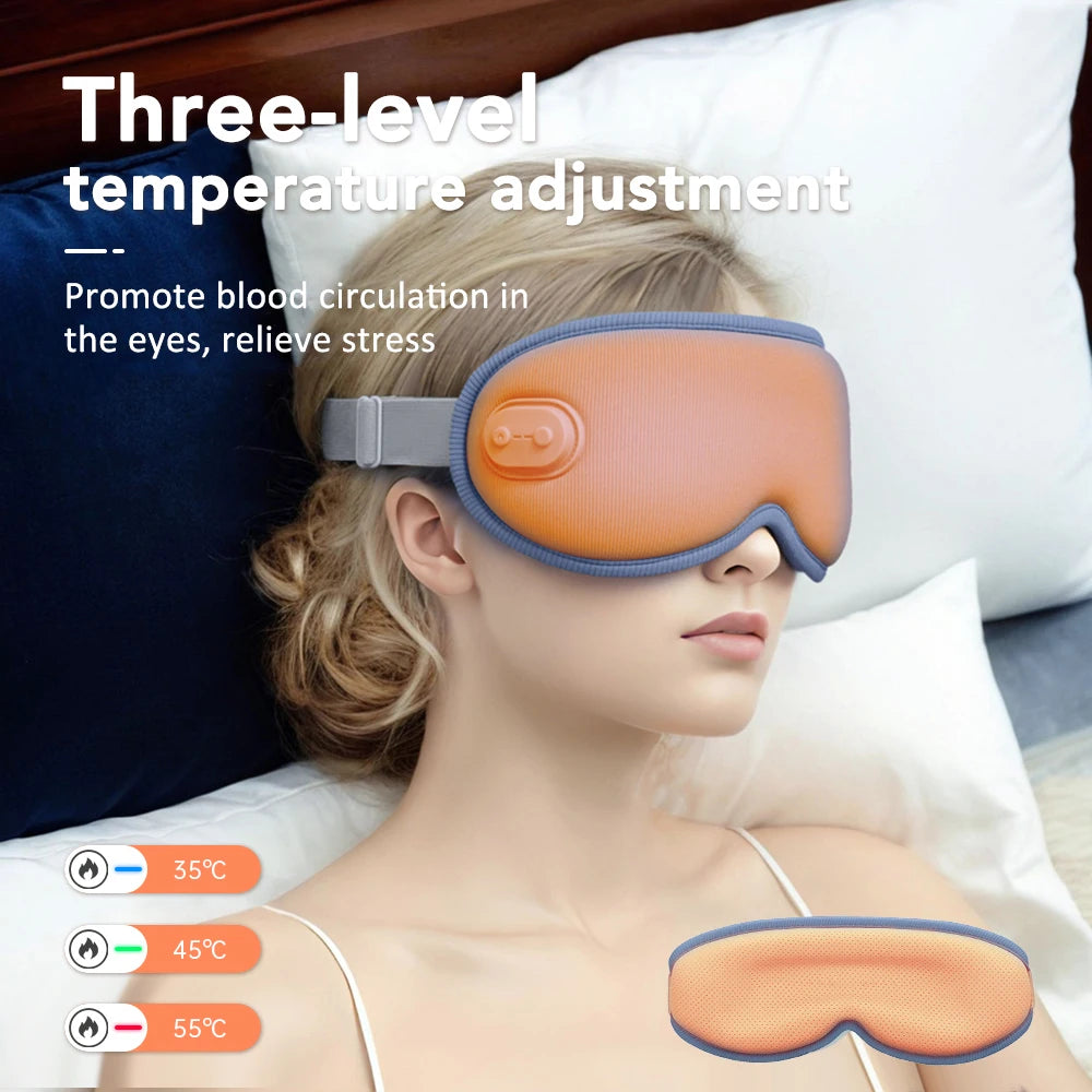 Cordless Heated Eye Mask - 3 Levels Hot Compress, Intelligent Timing Electric Mask for Dry Eyes Relief & Sleeping