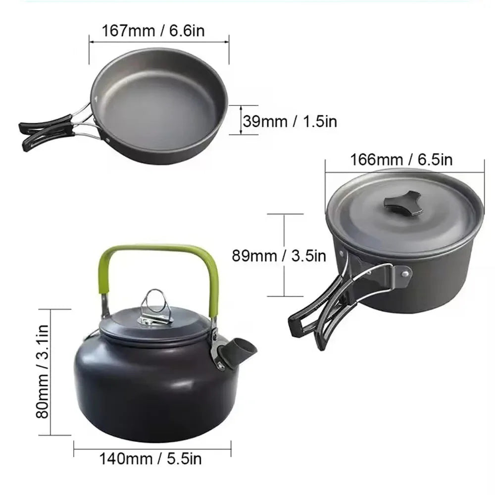 Camping Cookware Mess Kit for Backpacking Gear Camping Pots and Pans Set Camp Kitchen Equipment Accessories Pot