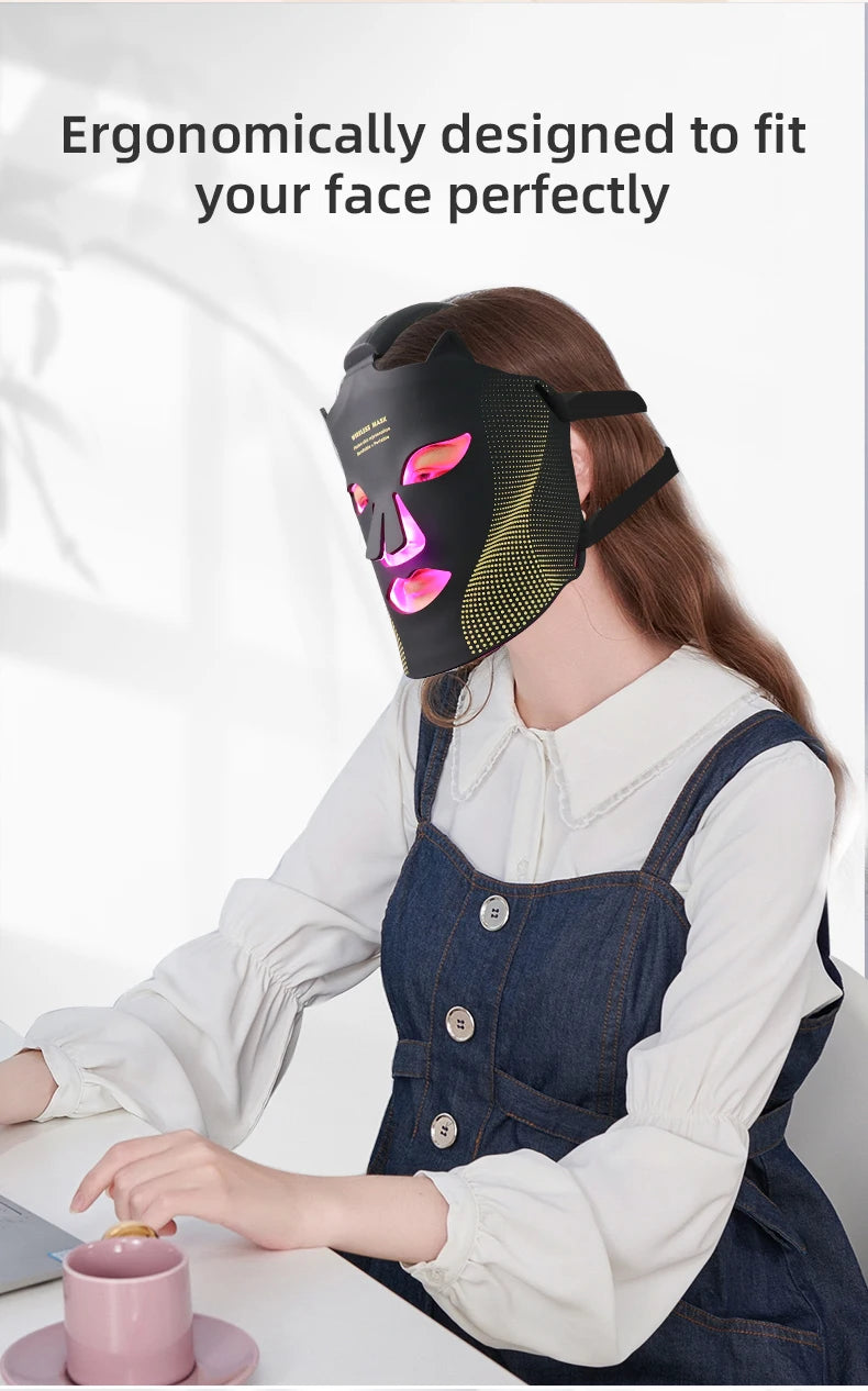 Photon Reuvenation Mask 240 Lamp Beads Silicone Material 7 Colors Led Face Mask Photon Skin Wirlessly Adjustment Beauty