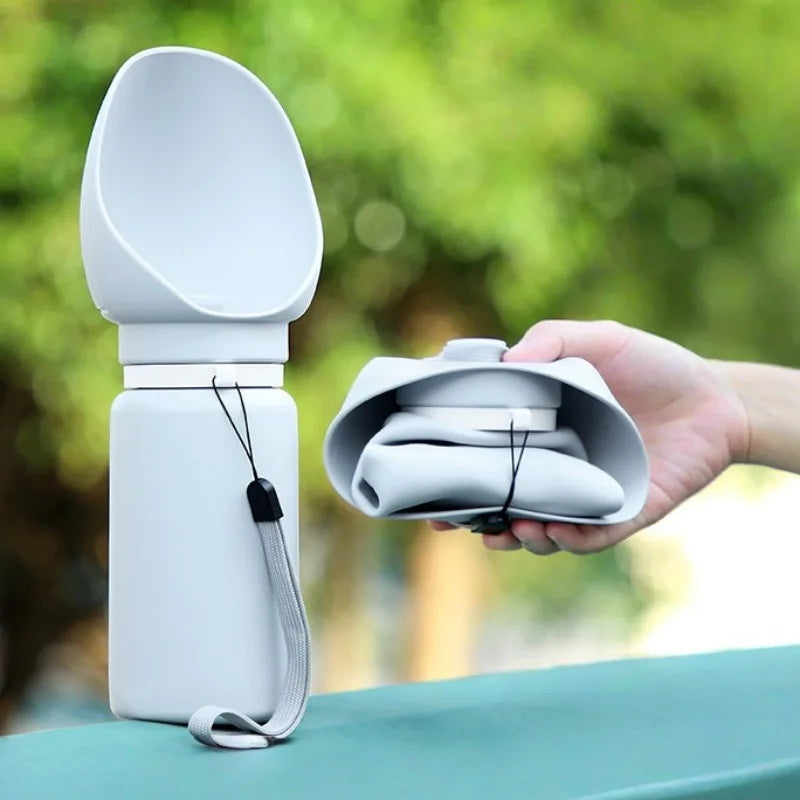 Pet Travel Water Bottle: Collapsible Dog Water Dispenser with Drinking Tray - Portable Leak-Proof Outdoor Hydration Solution