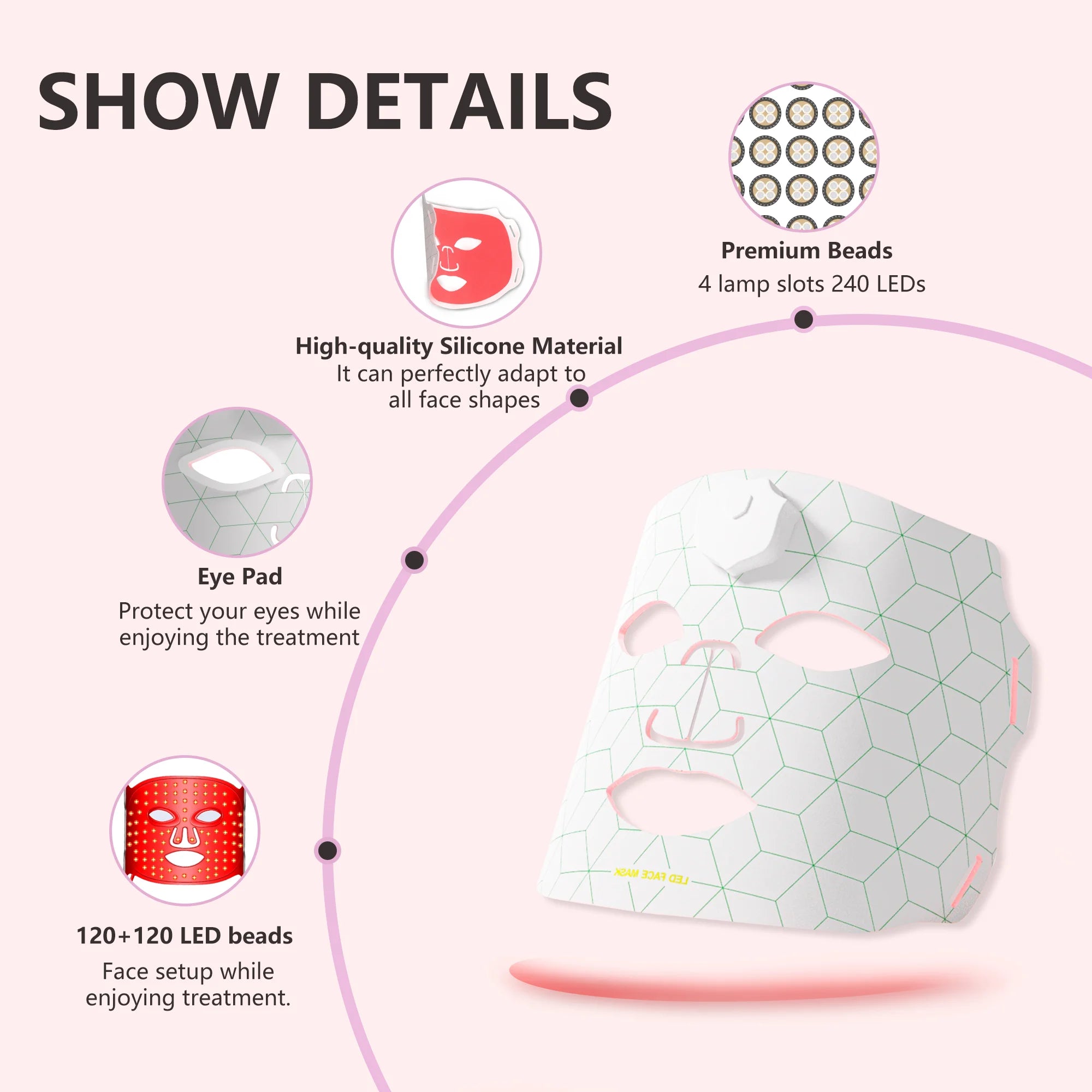 New JVV 7-Color LED Red Light Phototherapy Rejuvenation Mask LED Red Light Infrared Silicone Soft Mask Skin Care Device