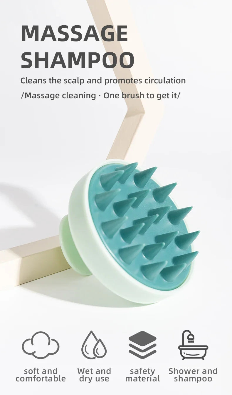 2-in-1 Silicone Scalp Massager & Shampoo Brush - Painless Hair Growth Stimulator for Shower, Gentle Head Spa Tool