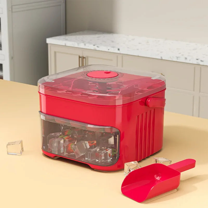 2-Layer Ice Cube Tray with Lid, Large Capacity & Space-Saving, Perfect for Small Freezers. Easy Make & Store.