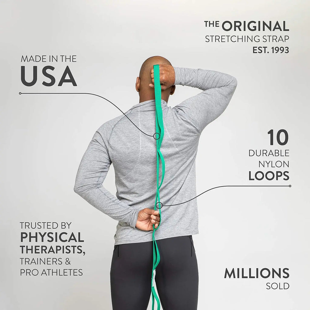 Stretch Out Strap with Exercise Book, USA Made Top Choice Stretch Out Straps for Physical Therapy, Yoga Stretching Strap