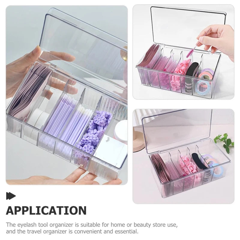 Eyelash Storage Box with Lid Desktop Cosmetics Organization Tool Acrylic Transparent Case Holder Exclusively For Makeup Supplies