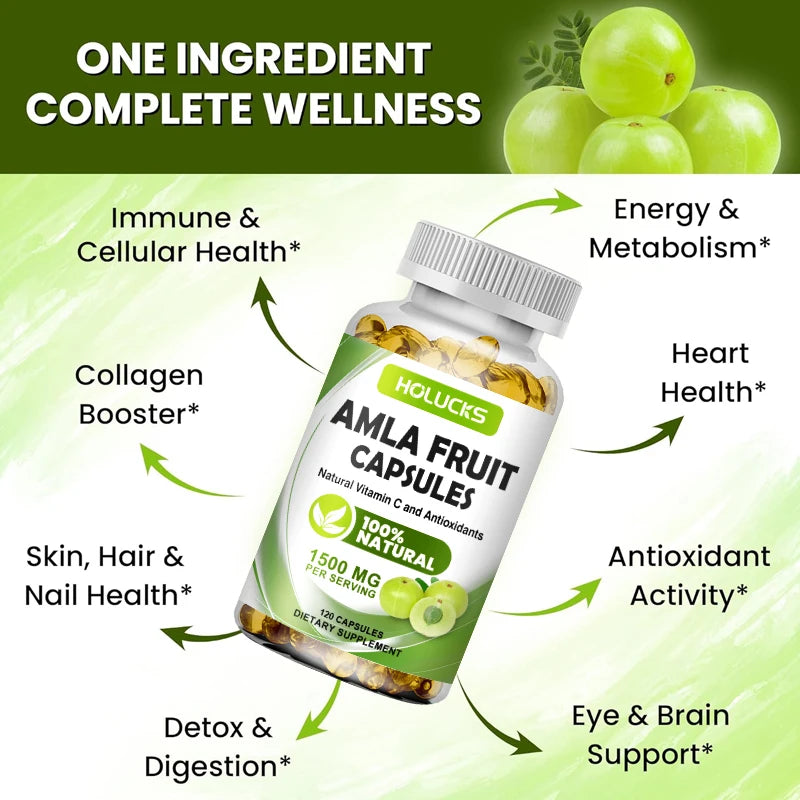 Amla Vitamin Supplements, Supports Metabolism, Detox & Digestion, Collagen Booster, Provides Cellular Defence, Skin, Hair Health