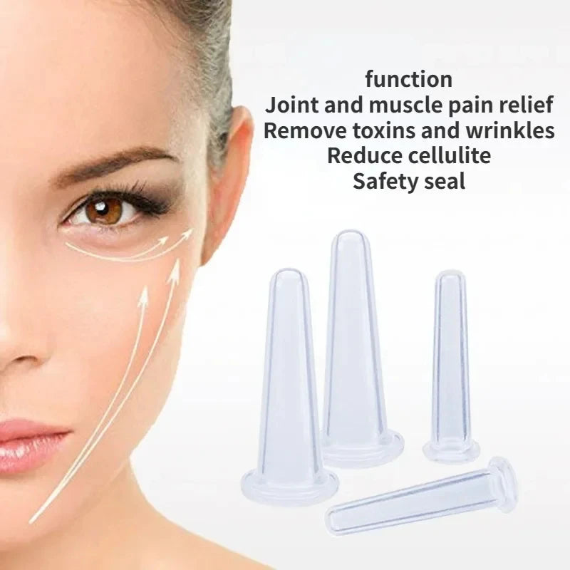 Facial Suction Cups Silicone Vacuum Cupping Massage Jars Anti Cellulite Massage Face Neck Lift Skin Scraping Guasha Anti Wrinkle
