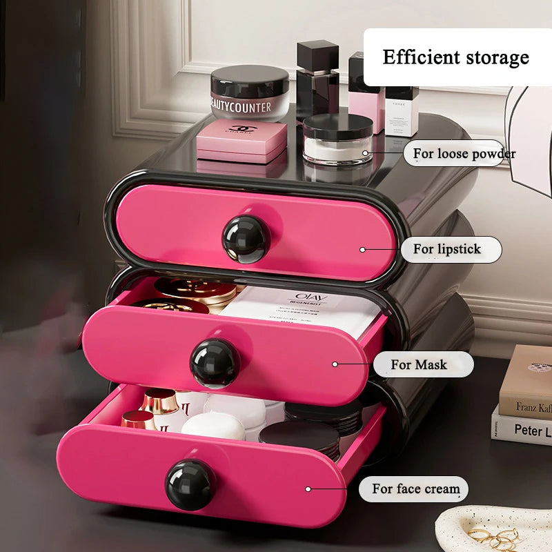 Drawer Make Up Organizer 3Layer Cosmetics Storage Closet Organizer Home Sundries Holder Desktop Storage Box Stationery Organizer