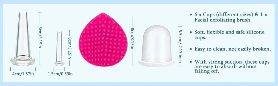 Silicone Vacuum Cupping Massage Jars Anti Cellulite Massage Facial Suction Cups Face Neck Lift Skin Scraping Guasha Anti Wrinkle