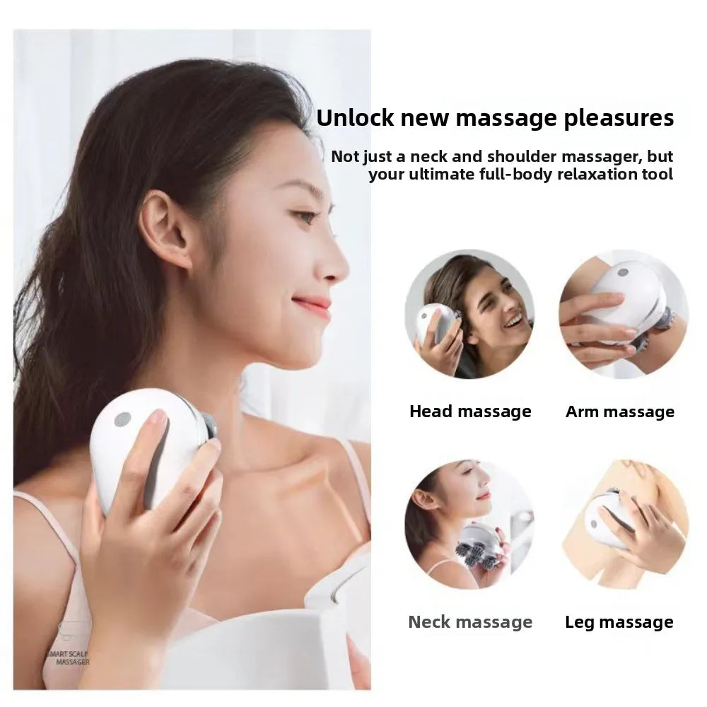 Muscle Massager Electric Head Massager Scalp Relax Kneading Scalp Massager Rechargeable Vibration Head Massage Machine Gift