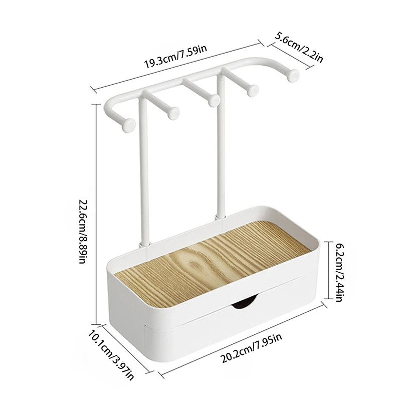 Jewelry Organizer Display Stand Rack With Wooden Tray For Earrings Bracelet Necklaces Rings Storage Hanging Organizer Holder