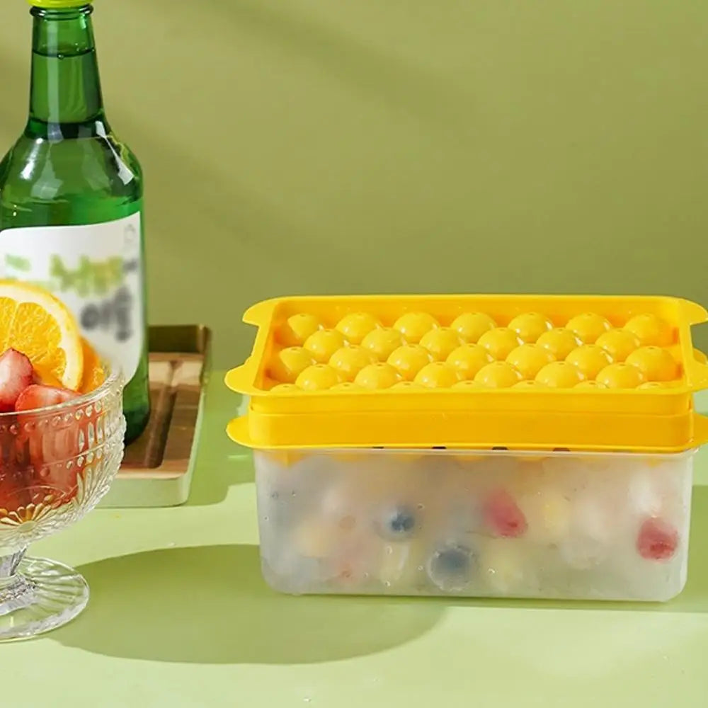 Ice Cube Tray With Lid And Storage Box Round Ice Cube Tray Easy Press Release Silicone Ice Mold, Reusable Freezer Ice Making To
