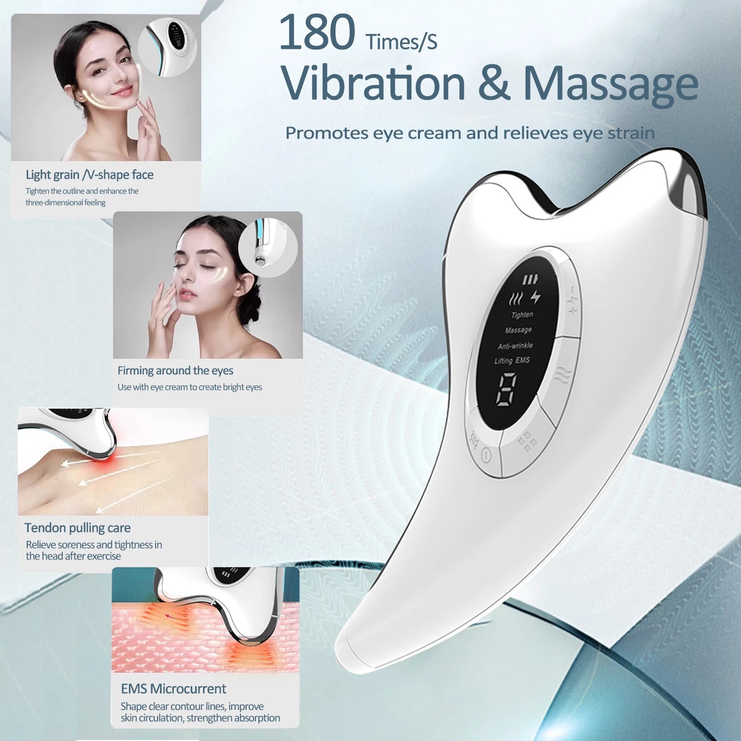 LED Vibrating Massager Skin Firming Face Neck Lift Beauty Equipment