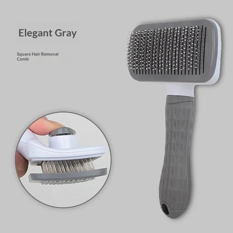 Self Cleaning Pet Slicker Brush for Cats Dogs, Hair Removal Grooming Comb, Deshedder for Long Short Hair, Square Shape