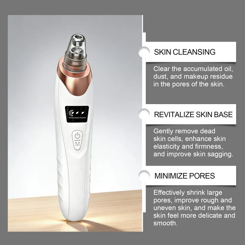 Blackhead Remover Pore Vacuum, Facial Pore Cleaner - 5 Suction Power, 5 Probes, USB Rechargeable